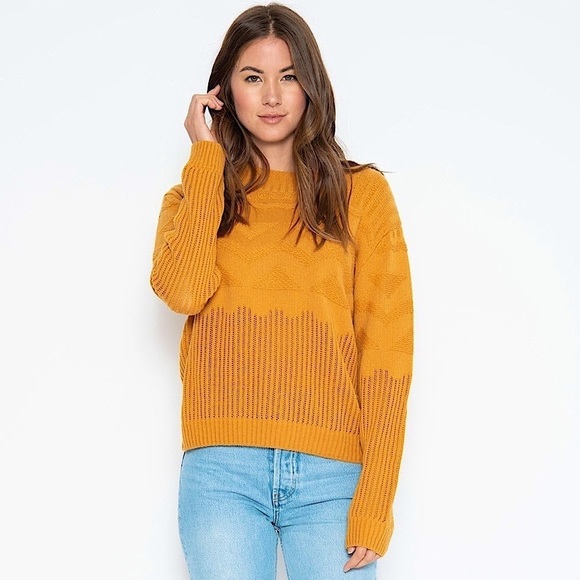 REVOLVE X ONE GREY DAY Merino Wool Geometric Rib Knit Pullover Crew Sweater XS - Picture 1 of 9